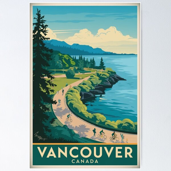 Item preview, Vancouver Vintage Travel Poster designed and sold by TravelerRat.