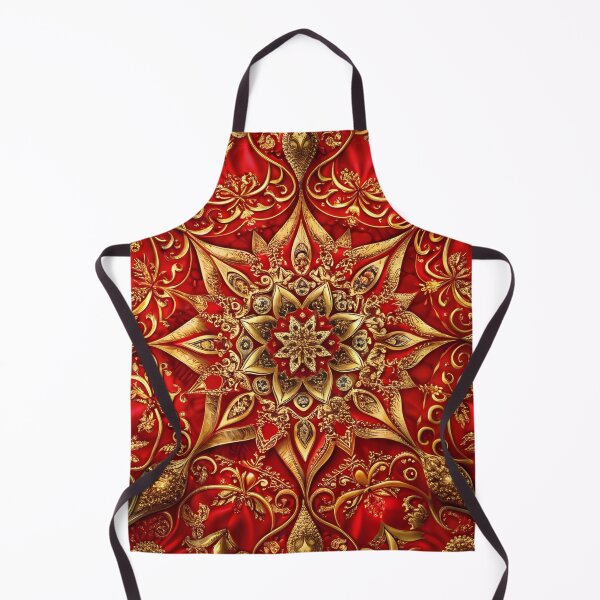 Item preview, Ornate Golden Floral Mandala on Red Background designed and sold by aminz4.