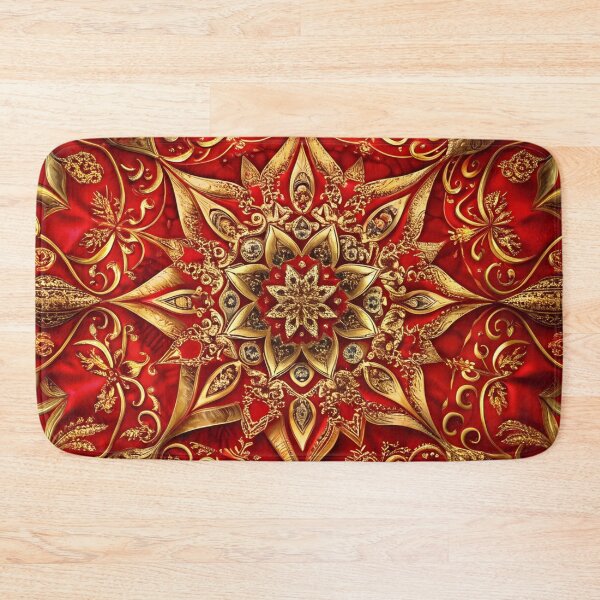 Item preview, Ornate Golden Floral Mandala on Red Background designed and sold by aminz4.