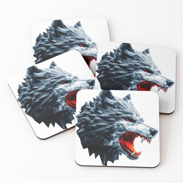 Item preview, Fierce Gray Wolf head in a geometric style designed and sold by PeffysArt.
