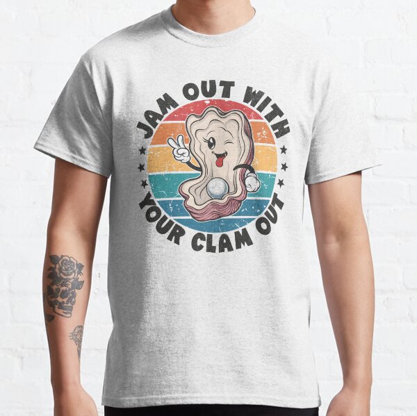 Vista previa del artículo con la obra «Disfruta del Jam con tu Clam Out», diseñado y vendido por beansterp.