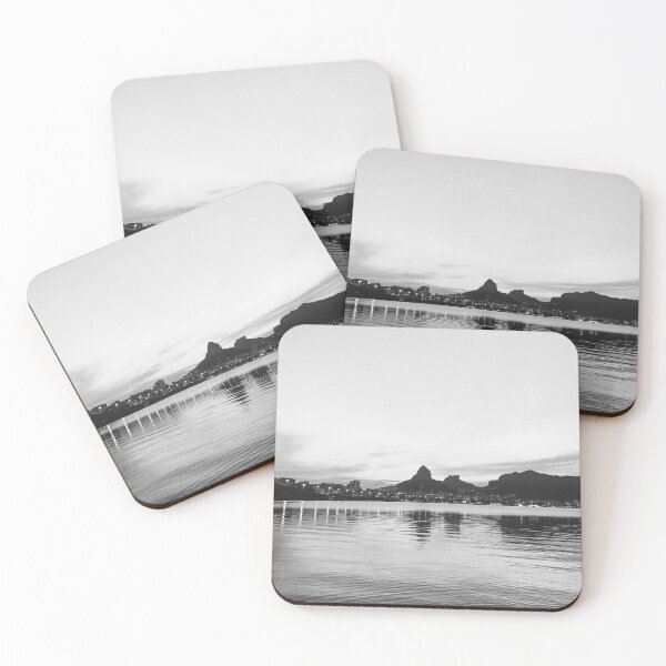 Item preview, Black and White Sunset Over Lagoa Rodrigo de Freitas designed and sold by anafrancisconi.