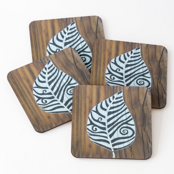 Item preview, leaf, on board, white, black and white, nice leaf designed and sold by JoannaLasGalery.