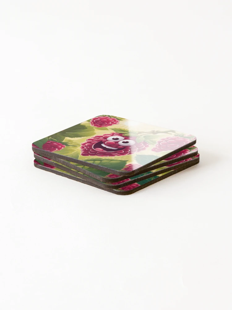 Thumbnail 4 of 5, Coasters (Set of 4), Cuty Raspberry designed and sold by Gina-Rosa.