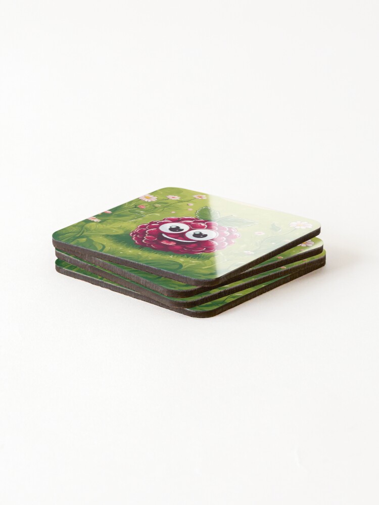 Thumbnail 4 of 5, Coasters (Set of 4), Cuty Raspberry designed and sold by Gina-Rosa.