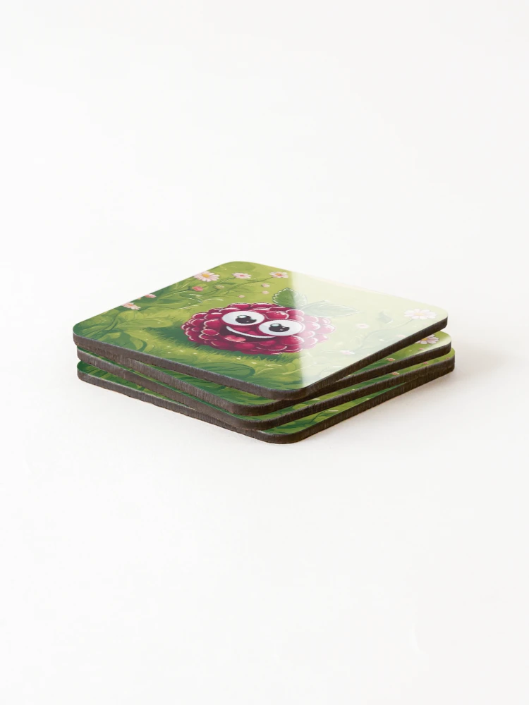 Thumbnail 4 of 5, Coasters (Set of 4), Cuty Raspberry designed and sold by Gina-Rosa.