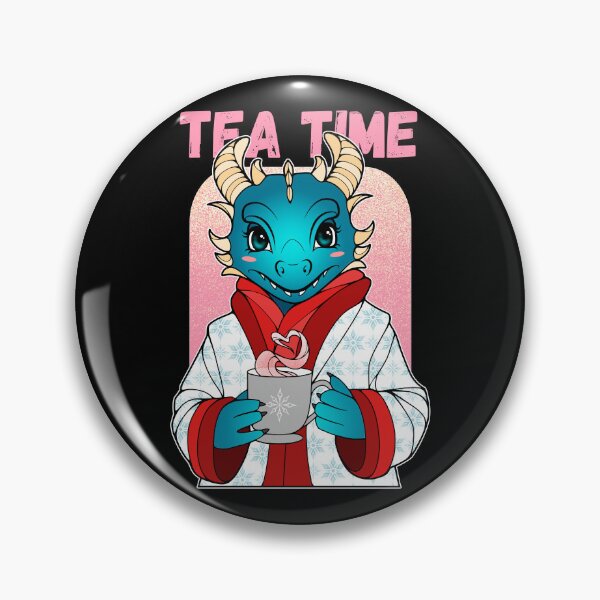 Item preview, Cartoon Dragon Tea Time (Black Background) designed and sold by ObsidianDaz.