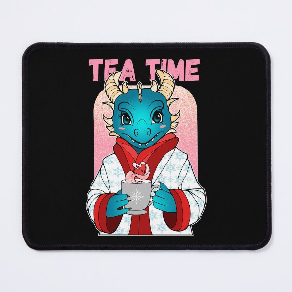 Item preview, Cartoon Dragon Tea Time (Black Background) designed and sold by ObsidianDaz.