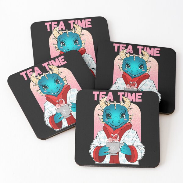 Item preview, Cartoon Dragon Tea Time (Black Background) designed and sold by ObsidianDaz.