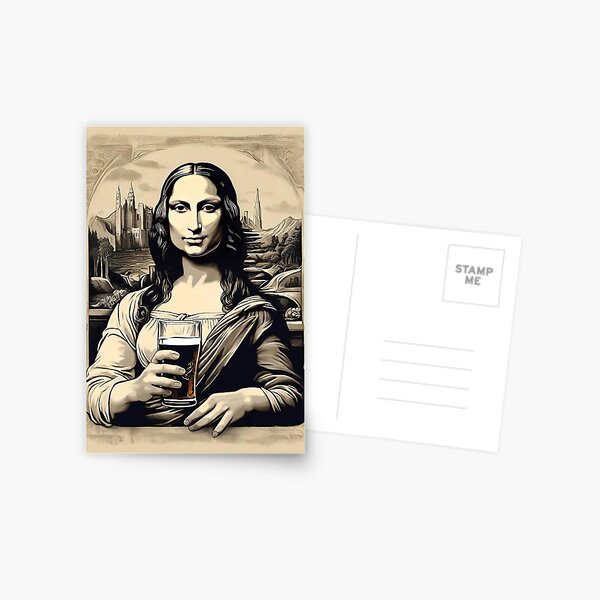 Item preview, mona lisa drinking beer designed and sold by ImpactfulTshirt.