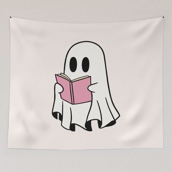 Item preview, ghost reading a pink book designed and sold by Neadoodles.