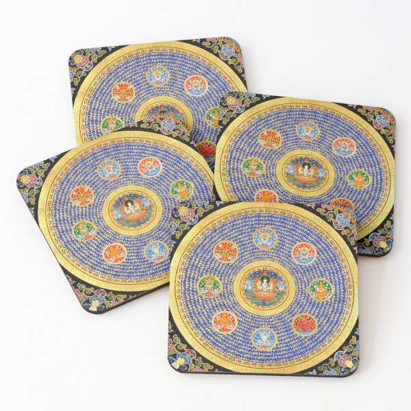 Item preview, Gold Blue Floral Buddhist Mandala designed and sold by GuyBlank.