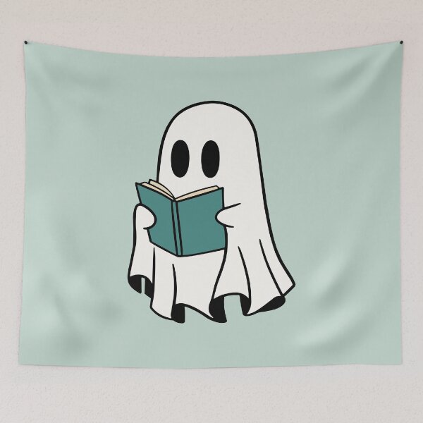 Item preview, ghost reading a green book designed and sold by Neadoodles.