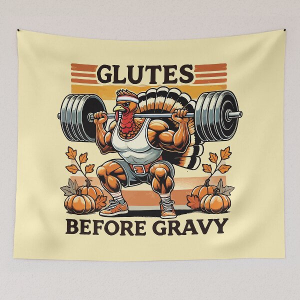 Item preview, Glutes Before Gravy - Funny Thanksgiving Gym Workout designed and sold by chantastical.