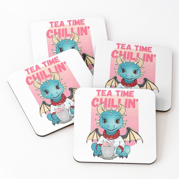 Item preview, Kawaii Baby Dragon Tea Time Pink designed and sold by ObsidianDaz.