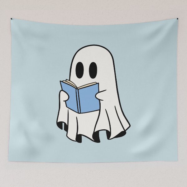 Item preview, ghost reading a blue book designed and sold by Neadoodles.