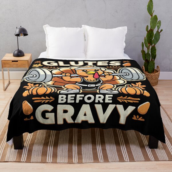 Item preview, Glutes Before Gravy - Funny Thanksgiving Gym Workout designed and sold by chantastical.