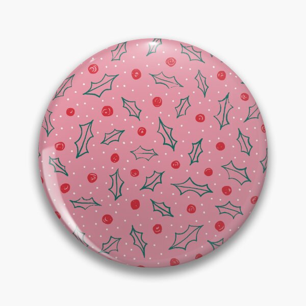 Item preview, Happy Holly | Pink | Holly Leaves and Red Berries |  designed and sold by kerrasun.