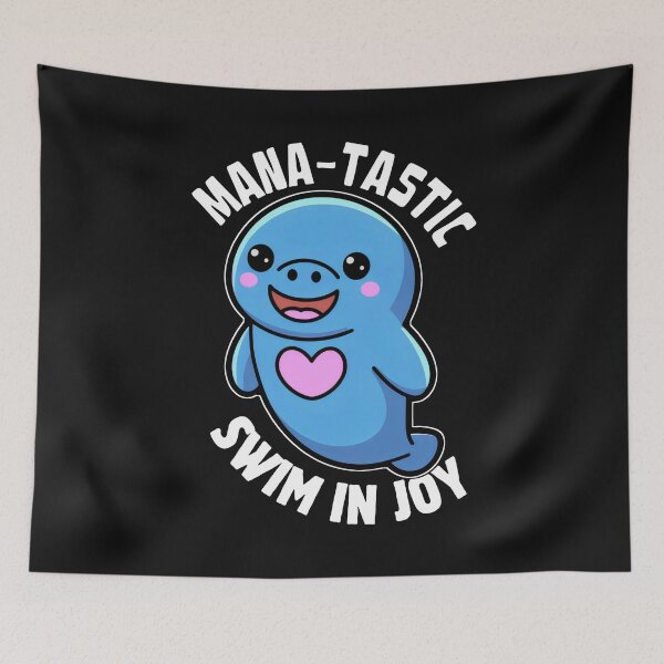 Item preview, Joyful Manatee with a Pink Heart Against a Midnight Sky designed and sold by SplashTastic.
