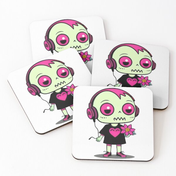 Item preview, Cool Zombie with Headphones and Flower – Fun Neon Pop Art designed and sold by Cherry-Cat.