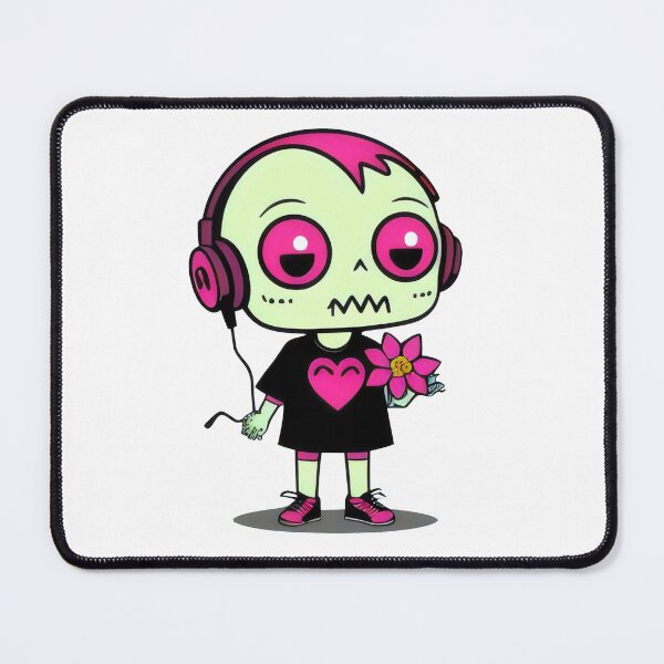 Item preview, Cool Zombie with Headphones and Flower – Fun Neon Pop Art designed and sold by Cherry-Cat.