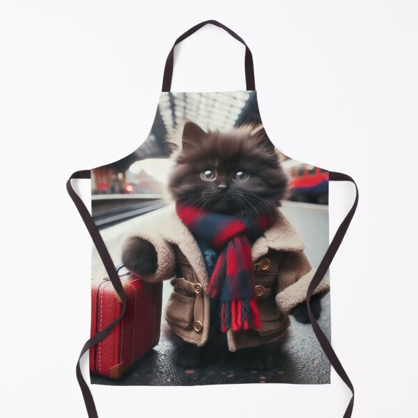 Item preview, Cute Fluffy Kitten Waiting for a Train designed and sold by JulieSouster.