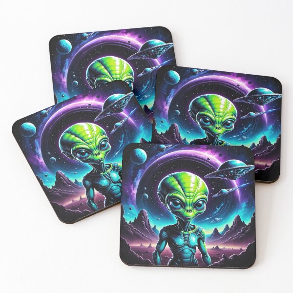 Item preview, Mystical Alien Creature & UFO - Sci-Fi Art on an Alien Planet designed and sold by 72artteam.