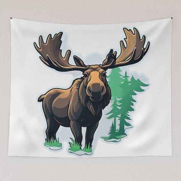 Item preview, Moose Deer With Big Antlers Illustration designed and sold by Bunmigraphics .