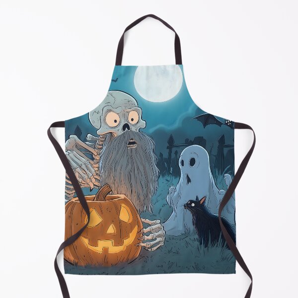 Item preview, Surprised Skeleton, Angry Ghosts, and a Cheeky Black Cat in Playful Halloween Graveyard designed and sold by Soul-Sparks.