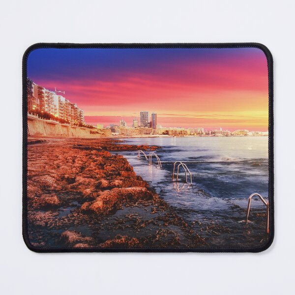 Item preview, Sliema rocky beach at sunrise - Landscape photo designed and sold by TheArtistOf2022.