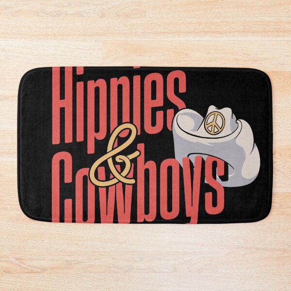 Item preview, Hippies and Cowboys | Cowboy Hat with Hippie Symbol | Raising Hell with the Hippies and the Cowboys | Black designed and sold by Any Color Designs.