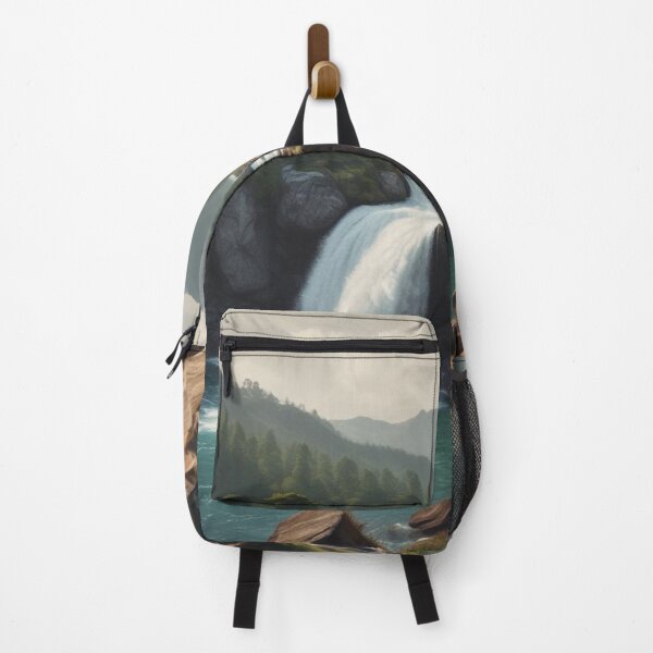Item preview, Waterfall flows between trees and mountains designed and sold by shefo99.