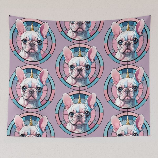 Item preview, Cute French Bulldog Pastel Unicorn Stained Glass designed and sold by puppypastel.