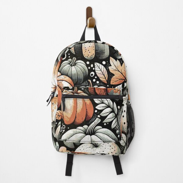 Item preview, Black whismical Pumpkin Pattern, black, texture with Pumpkin, textile with floral orange and black, cute Halloween designed and sold by Collagedream.