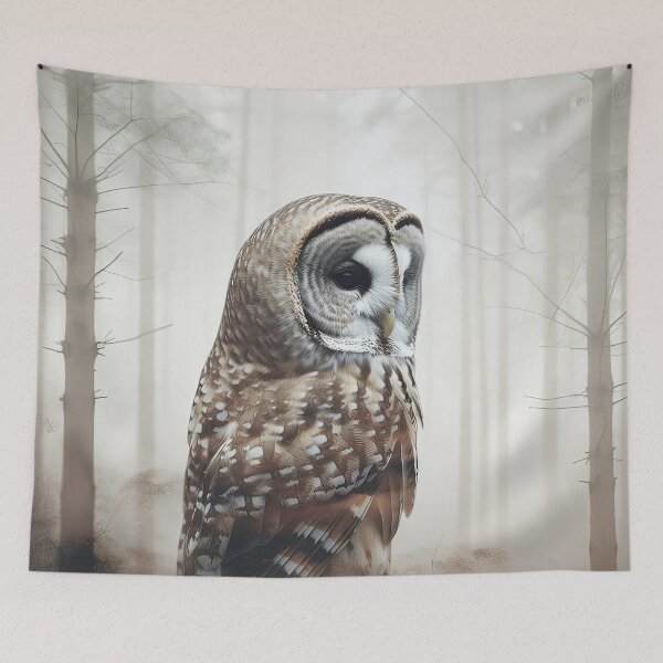 Item preview, Barred owl in enchanted forest designed and sold by snowyowls.