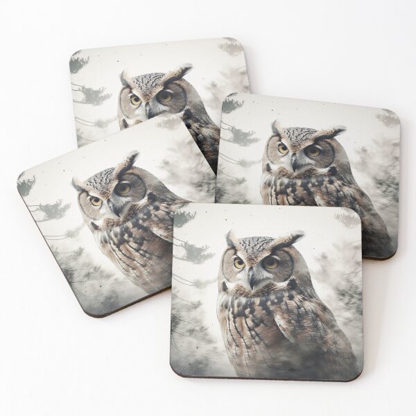 Item preview, Great horned owl in enchanted forest designed and sold by snowyowls.