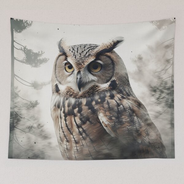 Item preview, Great horned owl in enchanted forest designed and sold by snowyowls.