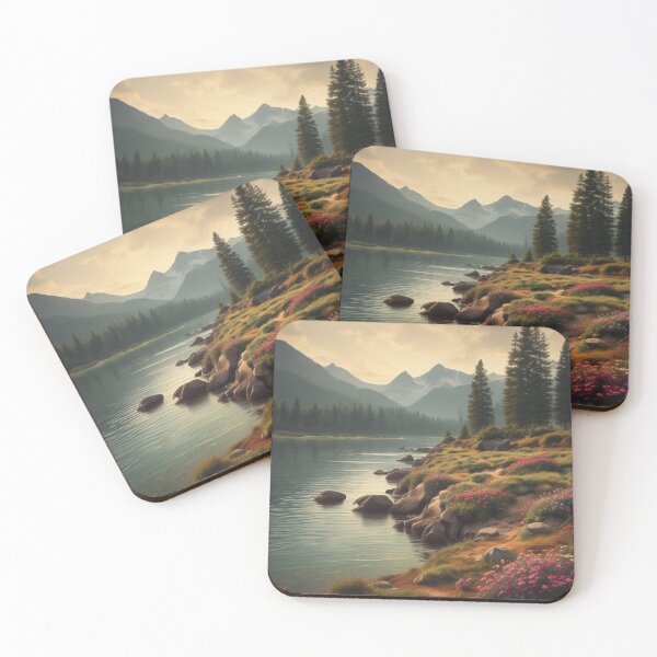Item preview, lake, flowering field, trees and mountains designed and sold by shefo99.