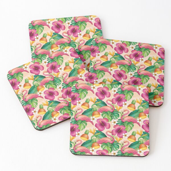 Item preview, tropical pattern with flamingos in the jungle designed and sold by Mauswohn.