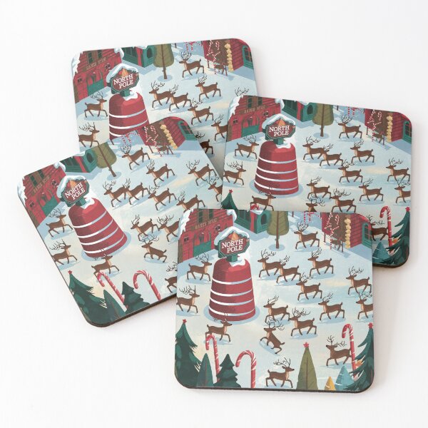 Item preview, The North Pole with reindeer playing games designed and sold by FunkyCatDesigns.
