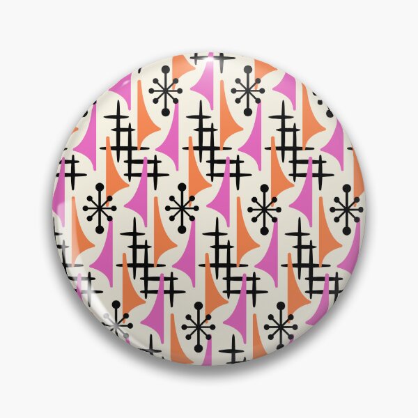 Item preview, mid Century Modern Abstract Atomic Wing Pattern Orange & Pink designed and sold by tonymagnerart.