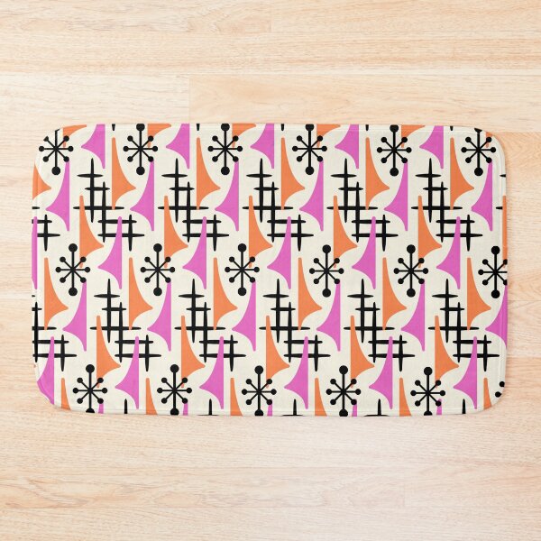 Item preview, mid Century Modern Abstract Atomic Wing Pattern Orange & Pink designed and sold by tonymagnerart.