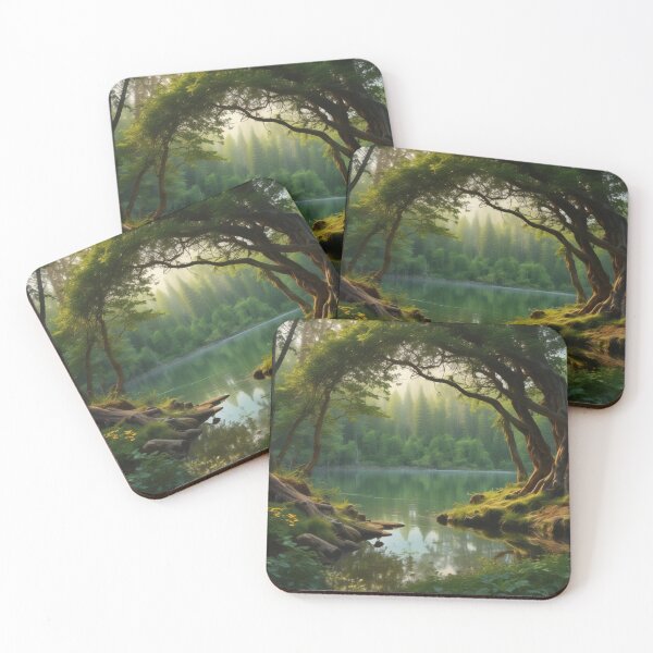 Item preview, Idyllic stream with trees and wildflowers designed and sold by shefo99.