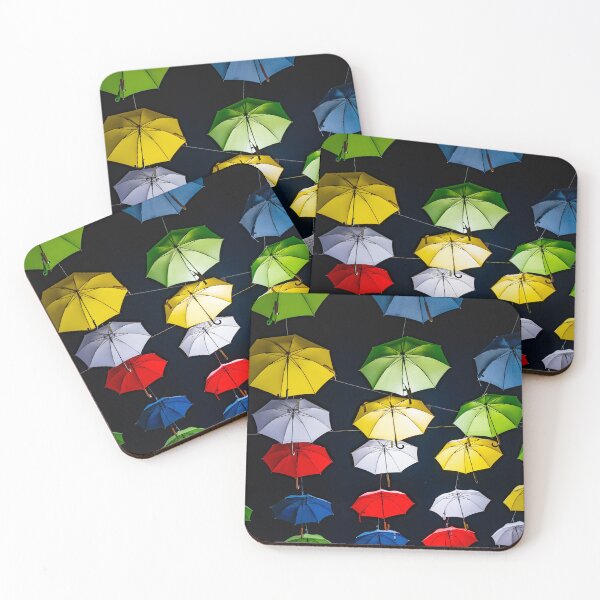 Item preview, Many Illuminated Colorful Umbrellas Hanging Against Sky at Night designed and sold by Mats Silvan.
