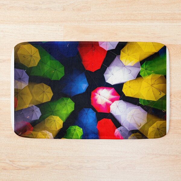 Item preview, Many Illuminated Colorful Umbrellas in Motion Hanging Against Sky at Night designed and sold by Mats Silvan.