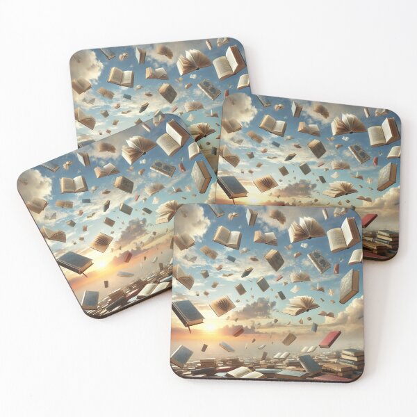 Item preview, Dreamy Cascade of Falling Books – Surreal Sky Art designed and sold by Porosenok.