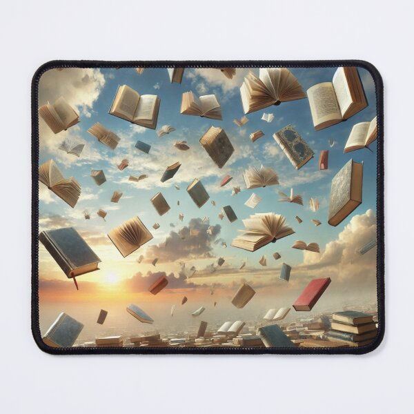 Item preview, Dreamy Cascade of Falling Books – Surreal Sky Art designed and sold by Porosenok.