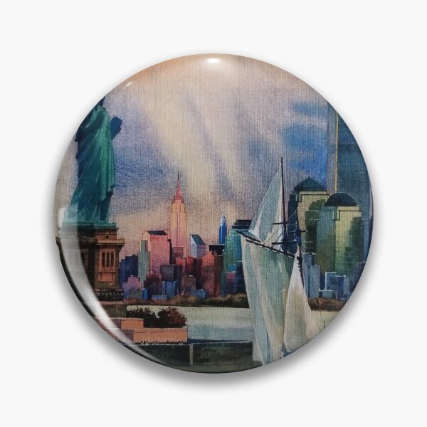 Artikelvorschau, Freiheitsstatue, Aquarell Liberty Island und Tween Tower, New York Art entworfen und verkauft von Tamarage.