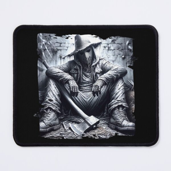 Item preview, Scarecrow Sitting in Barn with Axe - Dark Rustic Art designed and sold by Hungry-Murphy.