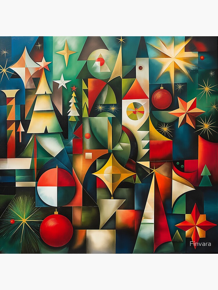 Thumbnail 3 of 3, Sticker, Finvara - Christmas Cubism I. designed and sold by Finvara.